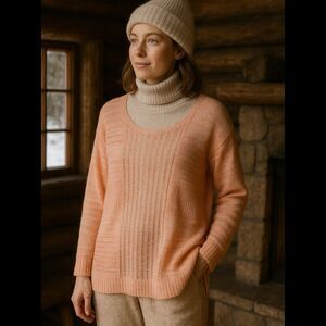 Old Navy Womens Oversized Open Knit Sweater L Nordic Scandi Langenlook Grandma